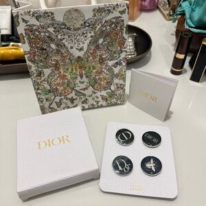 Dior Navy and Silver Logo Button Pin Set